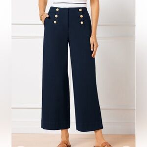 TALBOTS Cotton Slub Sailor Crop pants Navy Blue Sz 20WP NWT